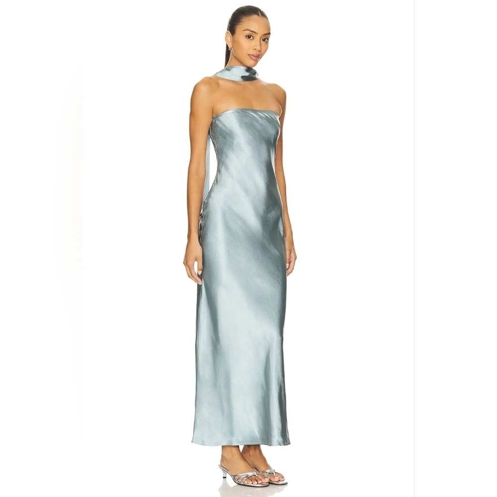$110 SNDYS x REVOLVE Angelina Neck Tie Maxi Dress In Teal Size Medium